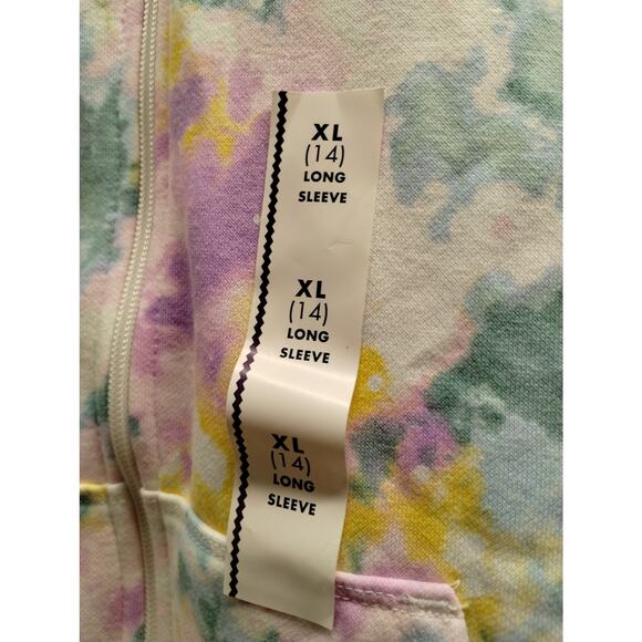 Cat & Jack Girls Size XL (14) Multicolor Pastel Tie Dye Hooded Zip-Up Jacket NWT - Picture 5 of 7
